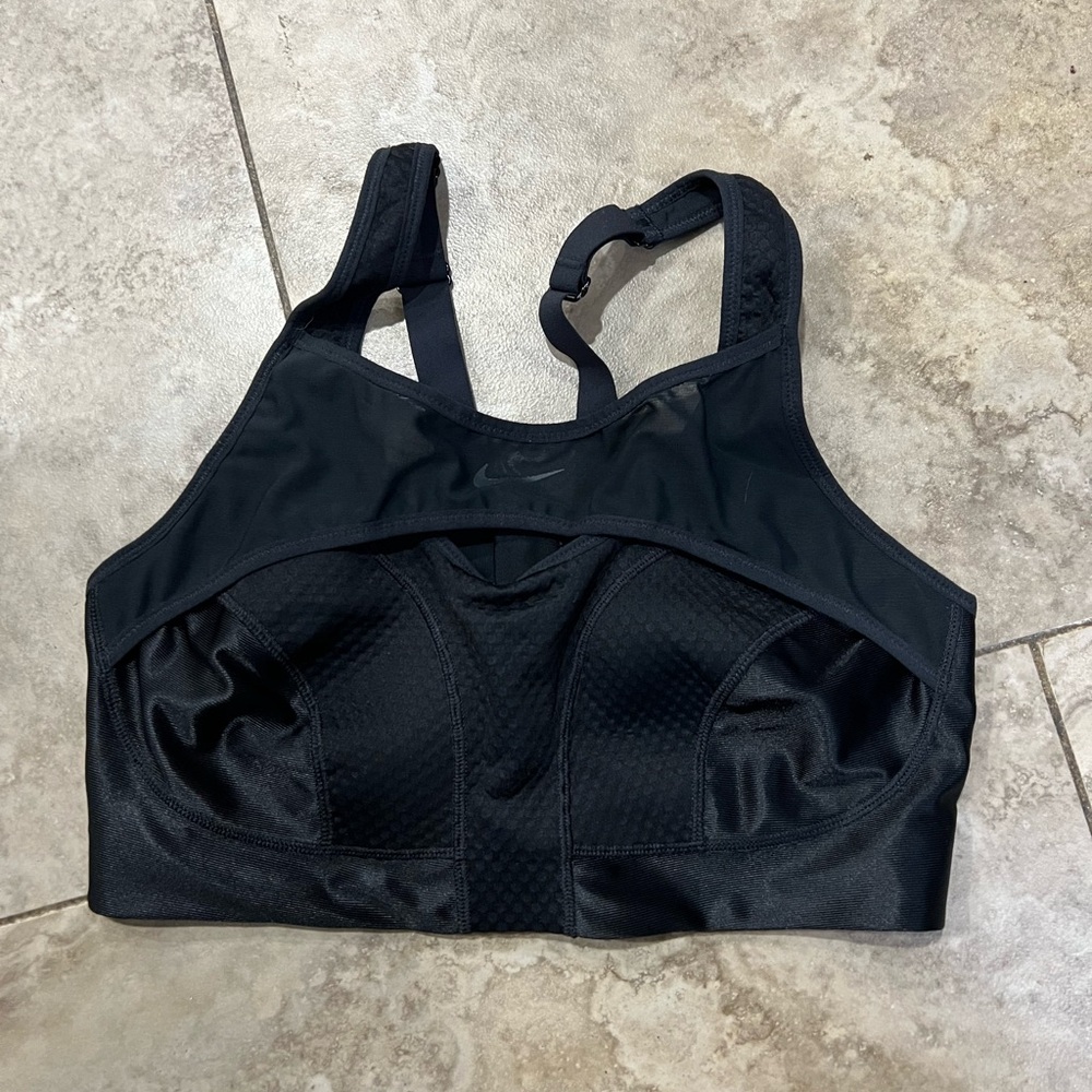 Nike black partially mesh sports bra
